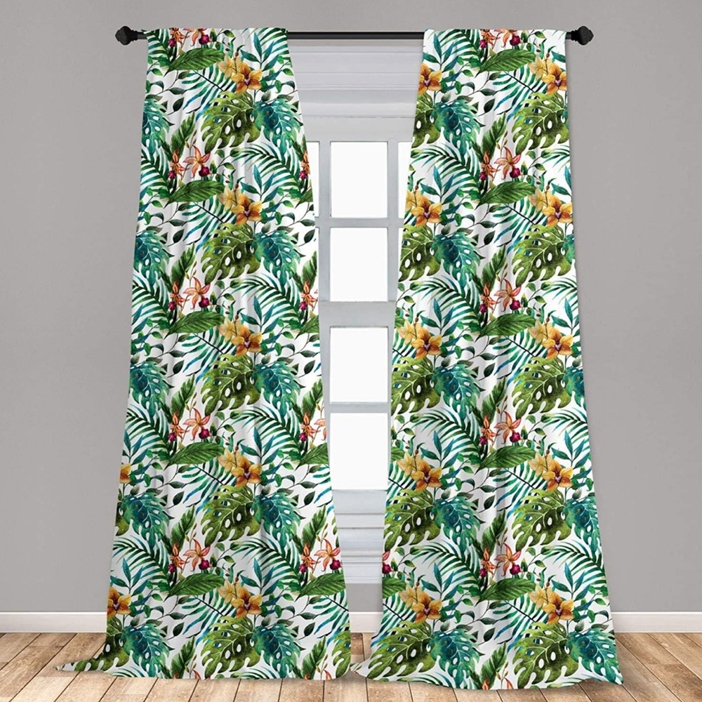 Tropical Jungle Floral Leaf Print Curtains 84x28
